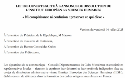 LETTRE OUVERTE SUITE À L’ANNONCE DE DISSOLUTION DE L’INSTITUT EUROPÉEN des SCIENCES HUMAINES