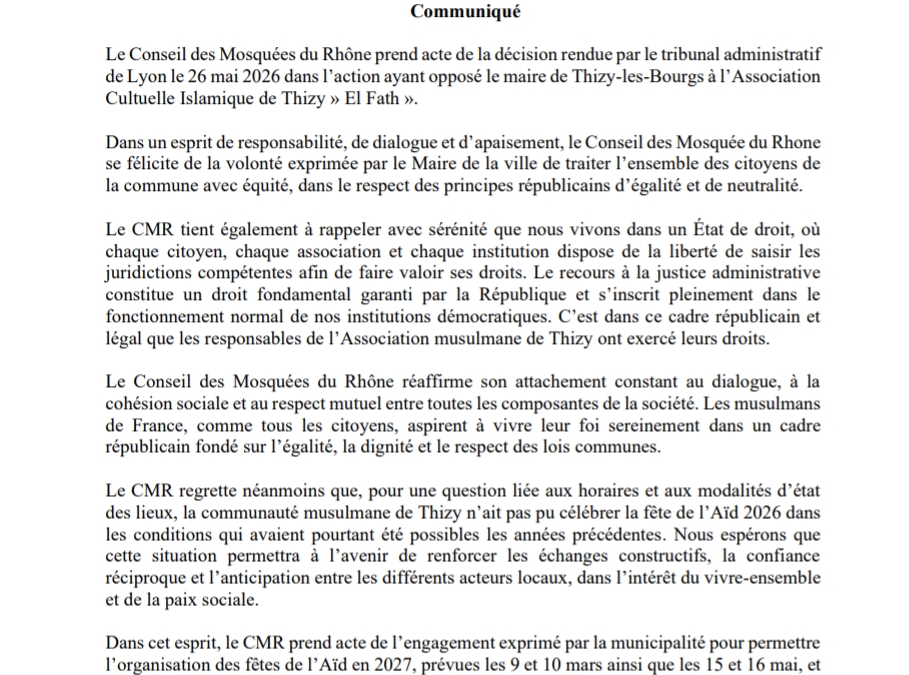 Communiqué Thizy 2026